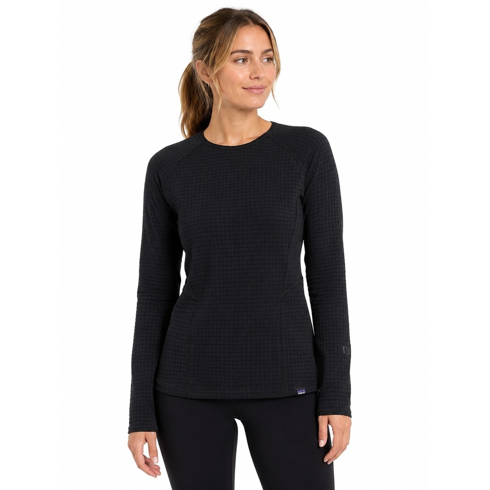 Patagonia Polartec Power Dry Grid Fleece Pullover Base Layer Hiking Black Medium